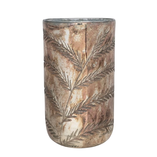 Hello Honey® 10.5" Antique Silver Etched Glass Hurricane Décor